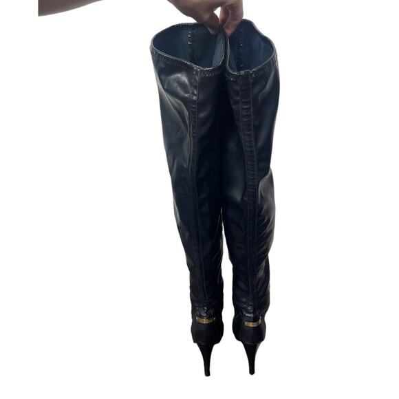 Vtg Roberto Cavalli Y2K Women's 37 Leather Thigh High Stiletto Heels Boots VGUC - Picture 2 of 6